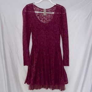 Free People Lace Overlay Skater Dress - S/P